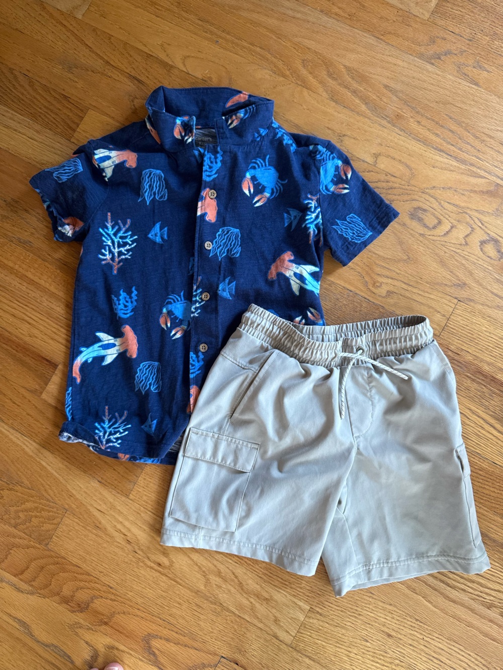 Carter's Tan Elastic Waist Cargo Shorts